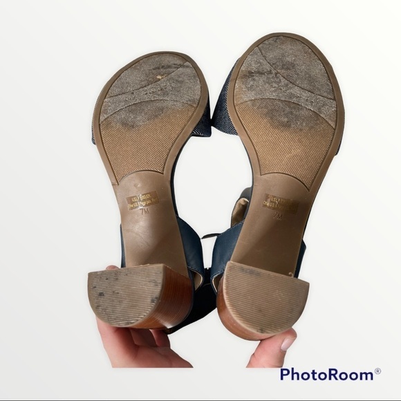 MARC FISHER Denim Ankle Strap Block Heel Sandals, Size 7M - Picture 6 of 7